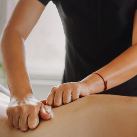 Image of a female taking massage from an Ayurvedic expert for backache and over-fatigue problems. 